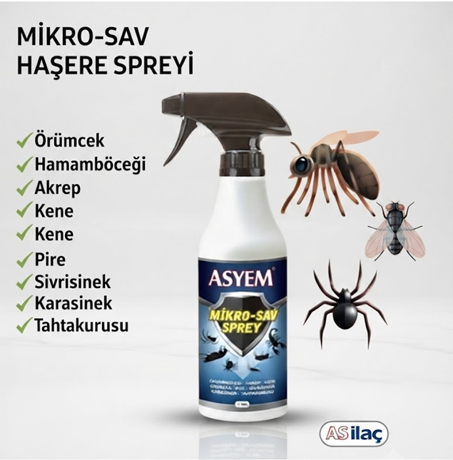 Asyem Mİkro Sav Sprey(Kene-Hamam Böceği-Akrep-Örümcek-Pire-Sivrisinek -Karasinek -Tahtakurusu ) Insektisit